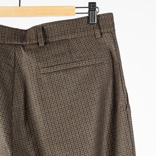 De Bonne Facture Olive Puppytooth One Pleat Trousers English Wool Flannel 8