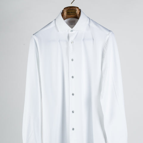 Xacus White Active Dress Shirt W/ Contrast Grey Buttons 1