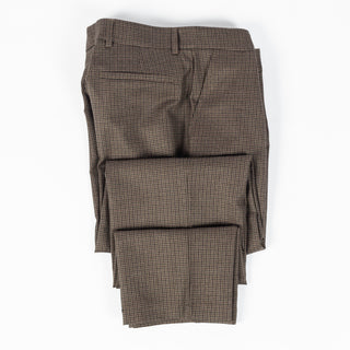 De Bonne Facture Olive Puppytooth One Pleat Trousers English Wool Flannel 9
