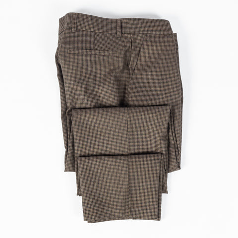 De Bonne Facture Olive Puppytooth One Pleat Trousers English Wool Flannel 9