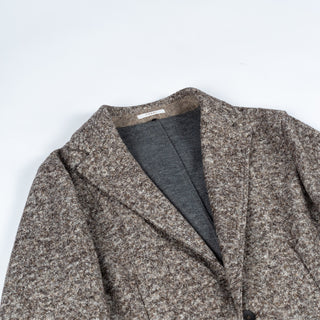 Fradi Brown Jersey Flannel Tweed Hooded Blazer 5