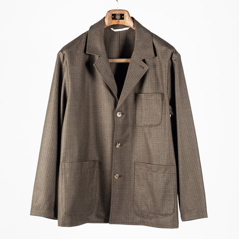 De Bonne Facture Olive Puppytooth Traveler Jacket English Wool Flannel 1