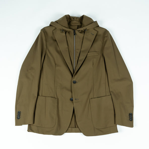 Green Super Stretch Hooded Blazer