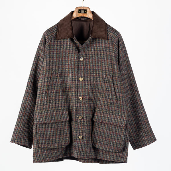 Dark Brown Check Forest Jacket Harris Tweed Wool
