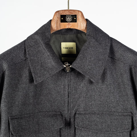 De Bonne Facture Anthracite Prince of Wales Student Jacket Redpath Flannel 7