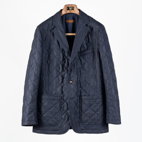 Waterville Navy Barberis Wool Quilted Blazer 1