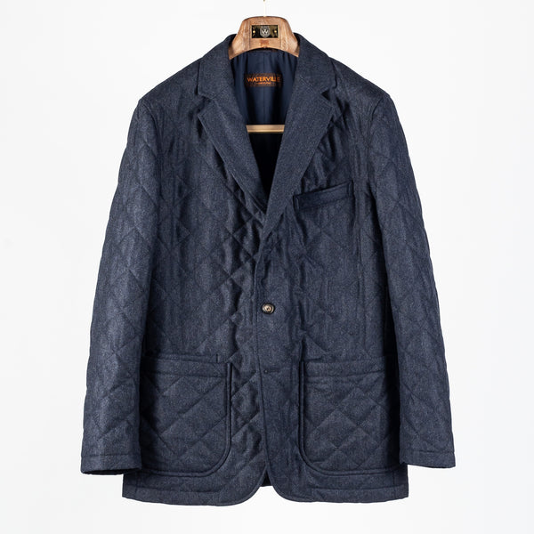 Navy Barberis Wool Quilted Blazer