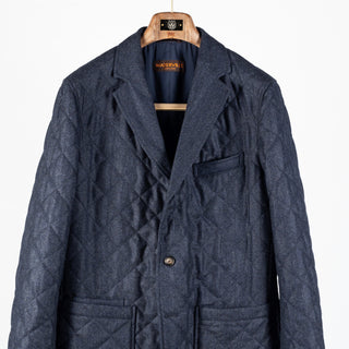 Waterville Navy Barberis Wool Quilted Blazer 6