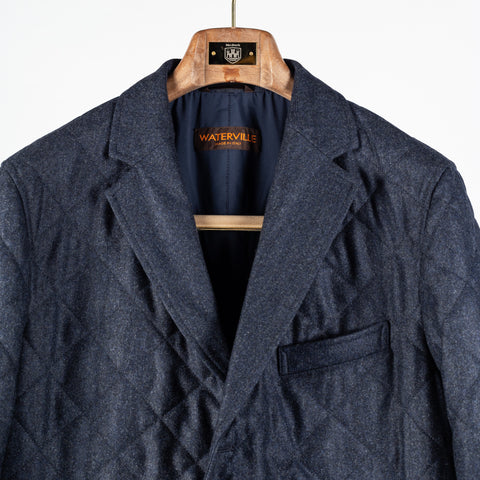 Waterville Navy Barberis Wool Quilted Blazer 7