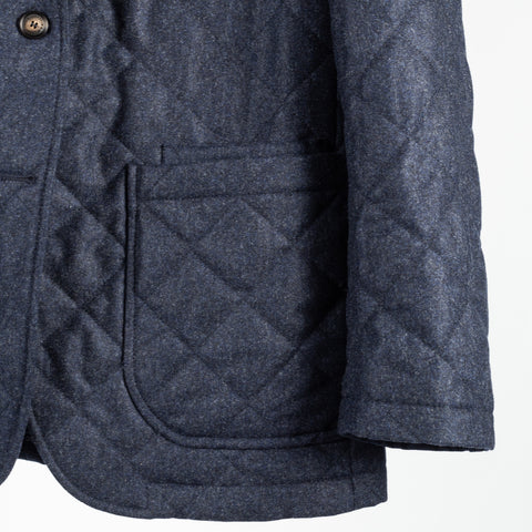 Waterville Navy Barberis Wool Quilted Blazer 4