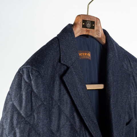 Waterville Navy Barberis Wool Quilted Blazer 3
