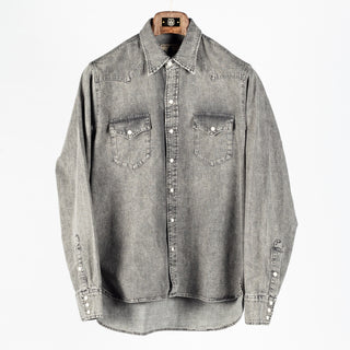 Wythe Washed Black Denim Pearlsnap Shirt 1