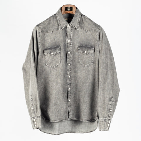 Wythe Washed Black Denim Pearlsnap Shirt 1