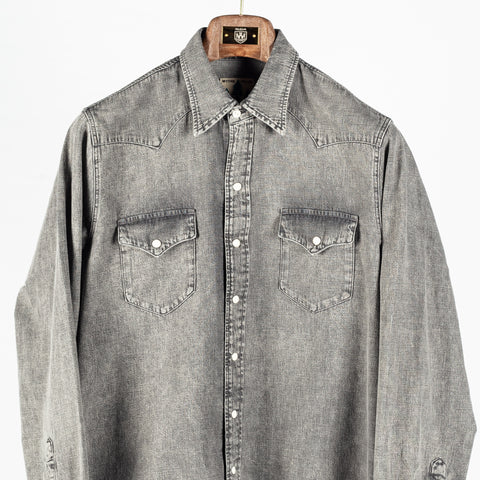 Wythe Washed Black Denim Pearlsnap Shirt 6