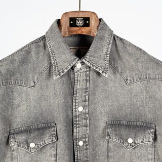 Wythe Washed Black Denim Pearlsnap Shirt 7