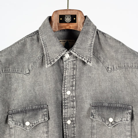 Wythe Washed Black Denim Pearlsnap Shirt 7