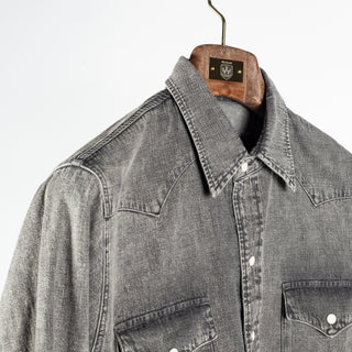 Wythe Washed Black Denim Pearlsnap Shirt 3