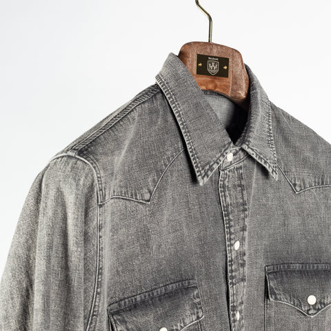 Wythe Washed Black Denim Pearlsnap Shirt 3
