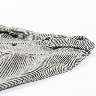 Wythe Black & Cream Herringbone Raglan Wool Overcoat 9