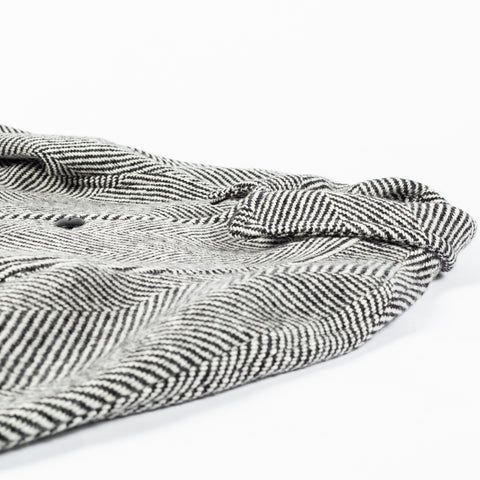 Wythe Black & Cream Herringbone Raglan Wool Overcoat 9