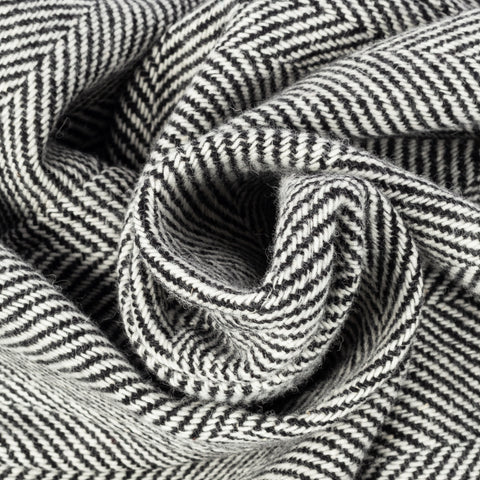 Wythe Black & Cream Herringbone Raglan Wool Overcoat 3