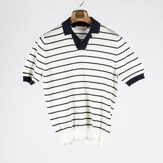 Gran Sasso Blue & White Stripped Skipper Knit Polo 1
