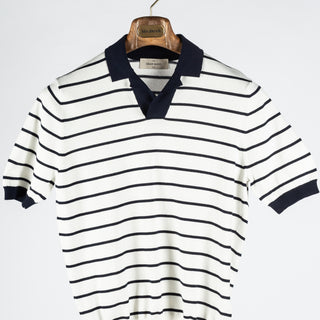 Gran Sasso Blue & White Stripped Skipper Knit Polo 5
