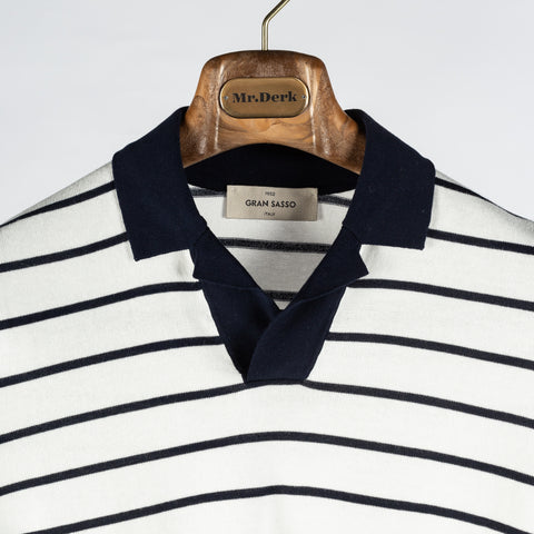 Gran Sasso Blue & White Stripped Skipper Knit Polo 6