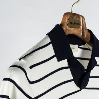 Gran Sasso Blue & White Stripped Skipper Knit Polo 3