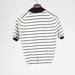 Gran Sasso Blue & White Stripped Skipper Knit Polo 4