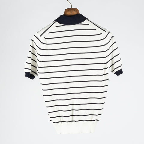 Gran Sasso Blue & White Stripped Skipper Knit Polo 4