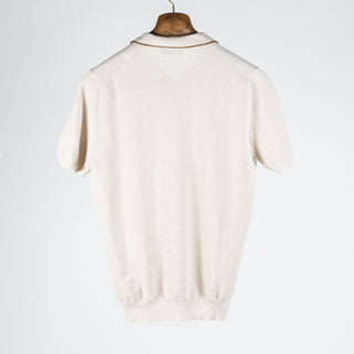 Gran Sasso Beige Skipper Rice Stitch Knit Polo 4