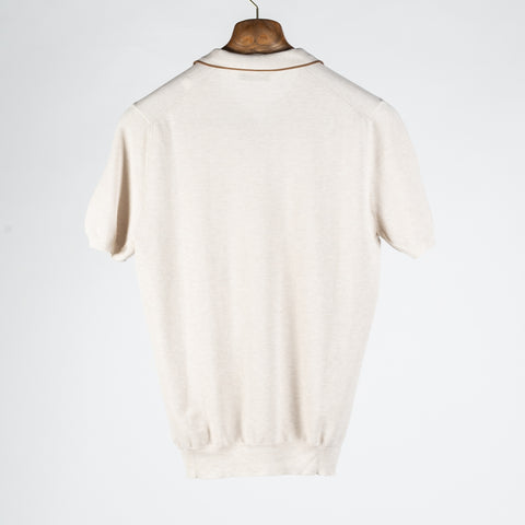 Gran Sasso Beige Skipper Rice Stitch Knit Polo 4