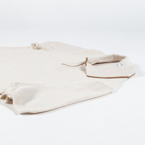 Gran Sasso Beige Skipper Rice Stitch Knit Polo 7