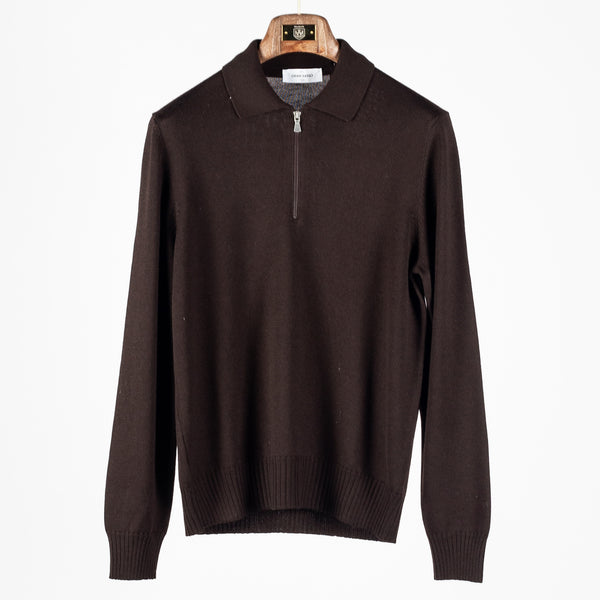 Brown 23105 Quarter-Zip Knit Polo