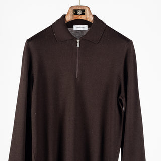 Gran Sasso Brown 23105 Quarter-Zip Knit Polo 6