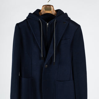 Gran Sasso Navy Hooded Knit Blazer 6
