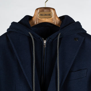 Gran Sasso Navy Hooded Knit Blazer 7