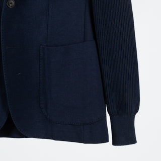 Gran Sasso Navy Hooded Knit Blazer 4