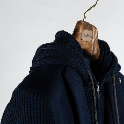 Gran Sasso Navy Hooded Knit Blazer 3