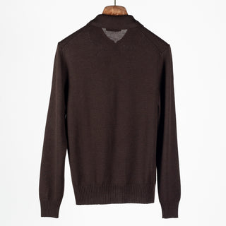 Gran Sasso Brown 23105 Quarter-Zip Knit Polo 5