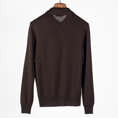 Gran Sasso Brown 23105 Quarter-Zip Knit Polo 5