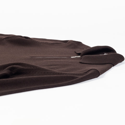 Gran Sasso Brown 23105 Quarter-Zip Knit Polo 8
