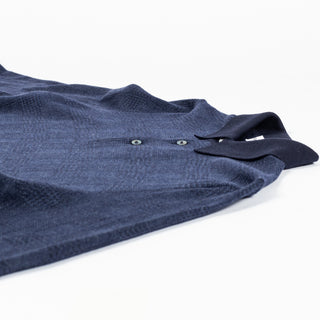 Gran Sasso Navy 57108 Prince of Wales Long Sleeve Knit Polo 8