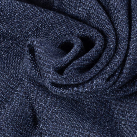 Gran Sasso Navy 57108 Prince of Wales Long Sleeve Knit Polo 2