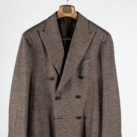 Tagliatore Textured Brown Double Breasted Blazer 6