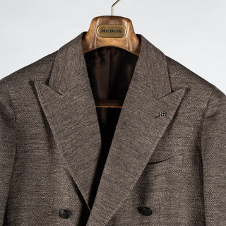 Tagliatore Textured Brown Double Breasted Blazer 7