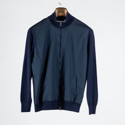 Gran Sasso Navy & Blue Ultralight Spring Zip-Up Sweater 1