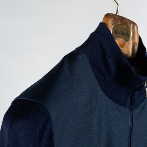 Gran Sasso Navy & Blue Ultralight Spring Zip-Up Sweater 3