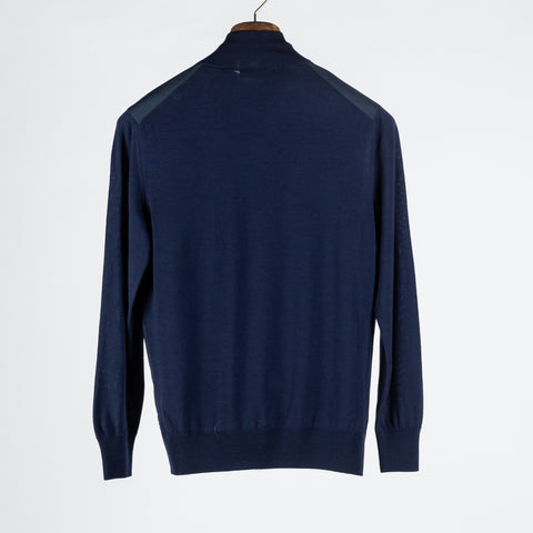 Gran Sasso Navy & Blue Ultralight Spring Zip-Up Sweater 5